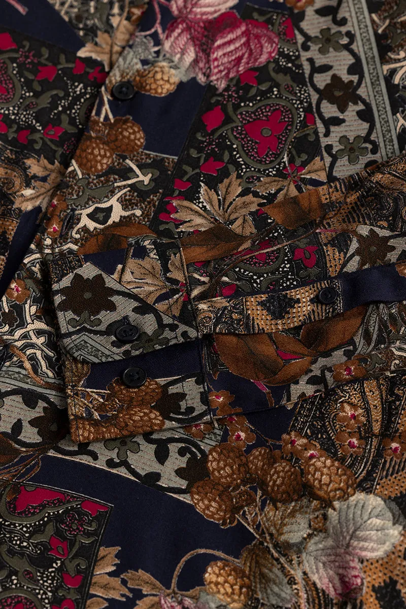 Floral Artistry Brown Shirt