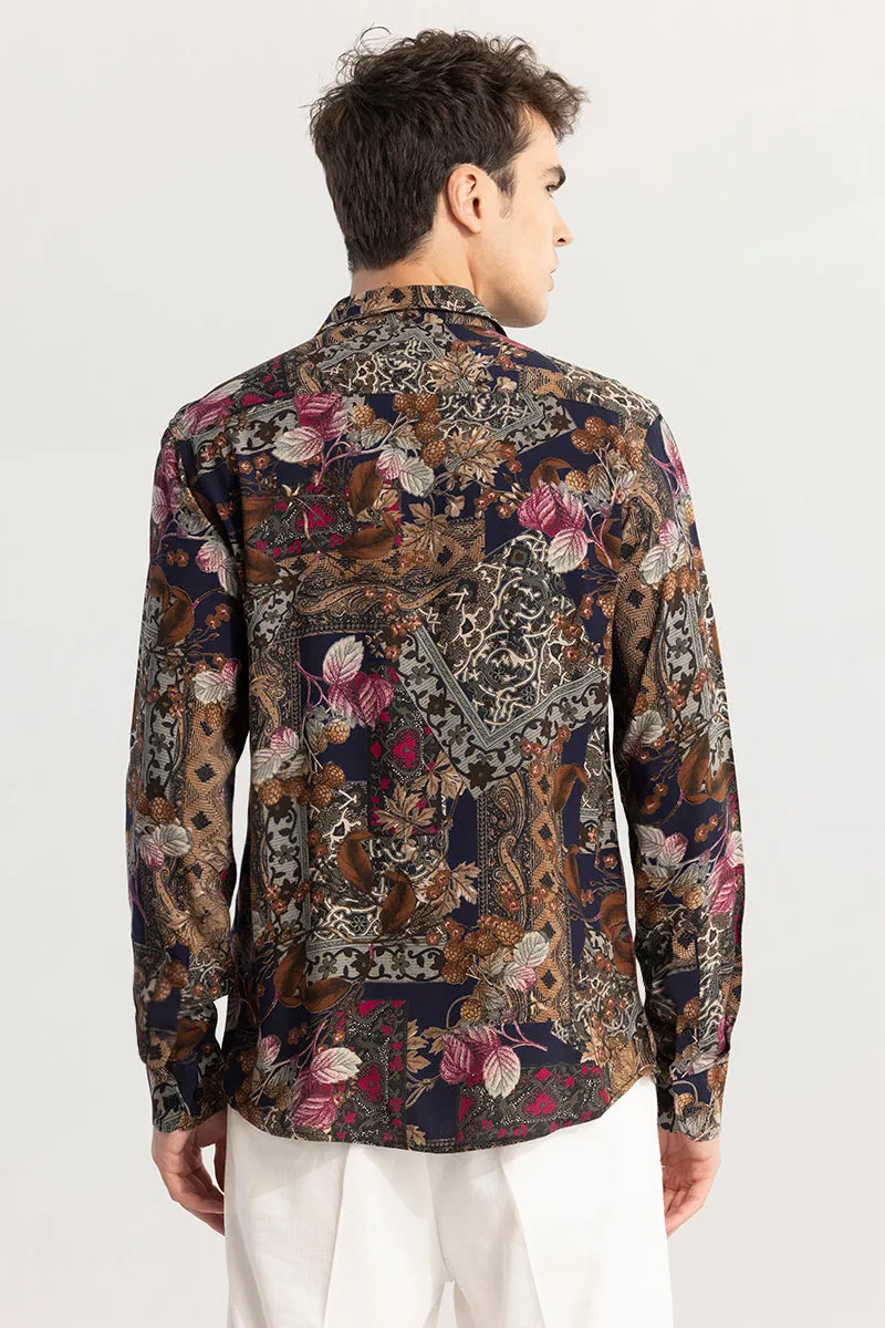 Floral Artistry Brown Shirt