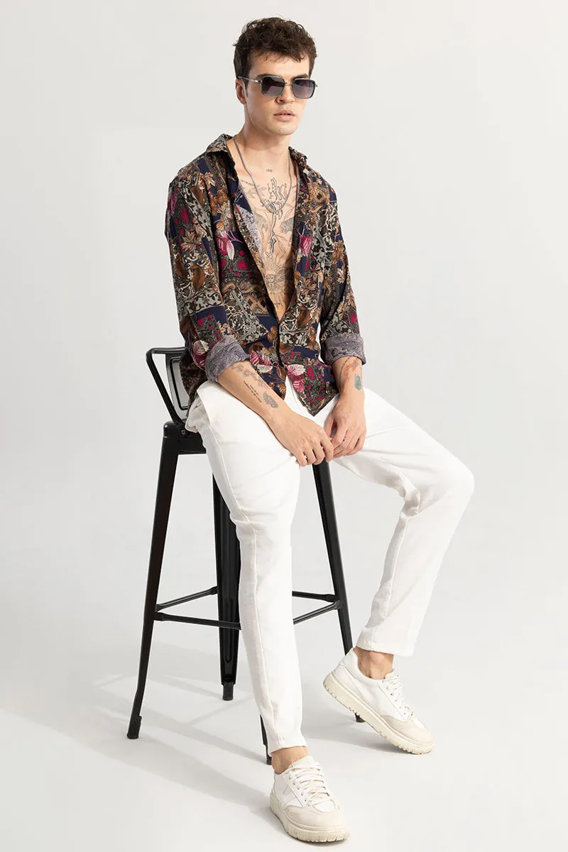 Floral Artistry Brown Shirt