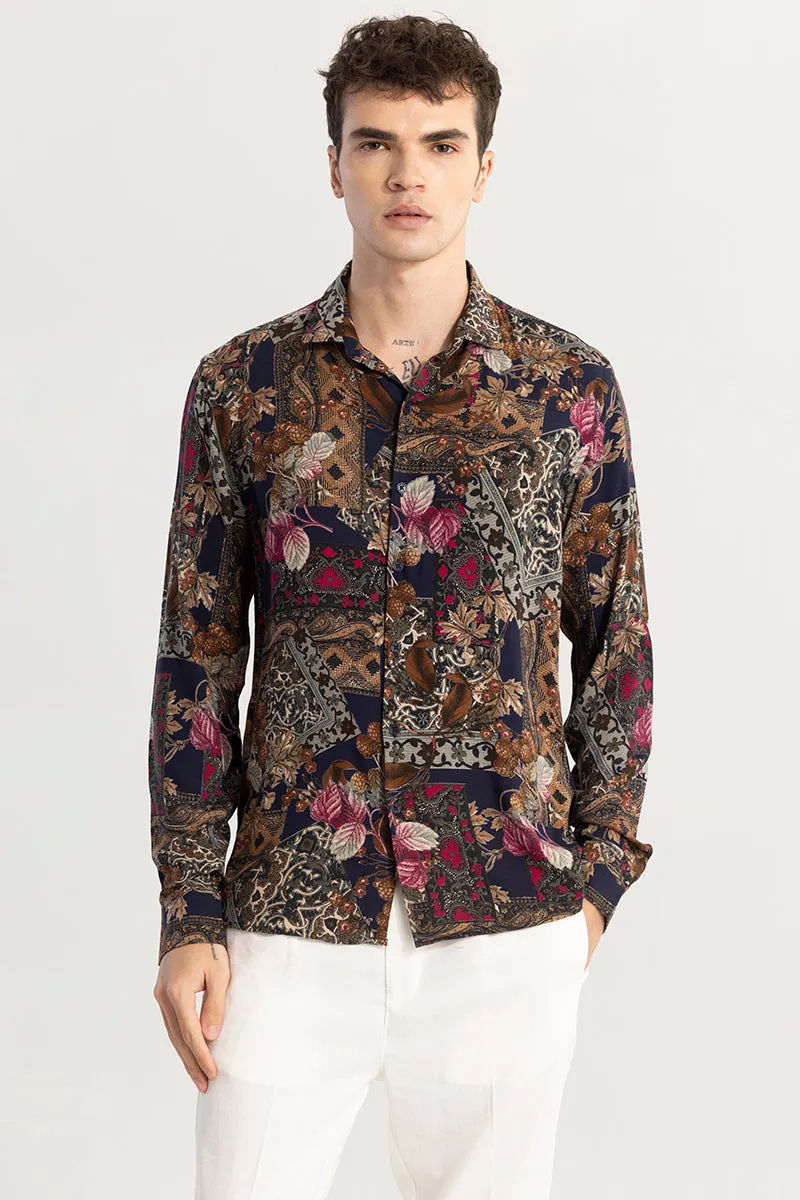 Floral Artistry Brown Shirt