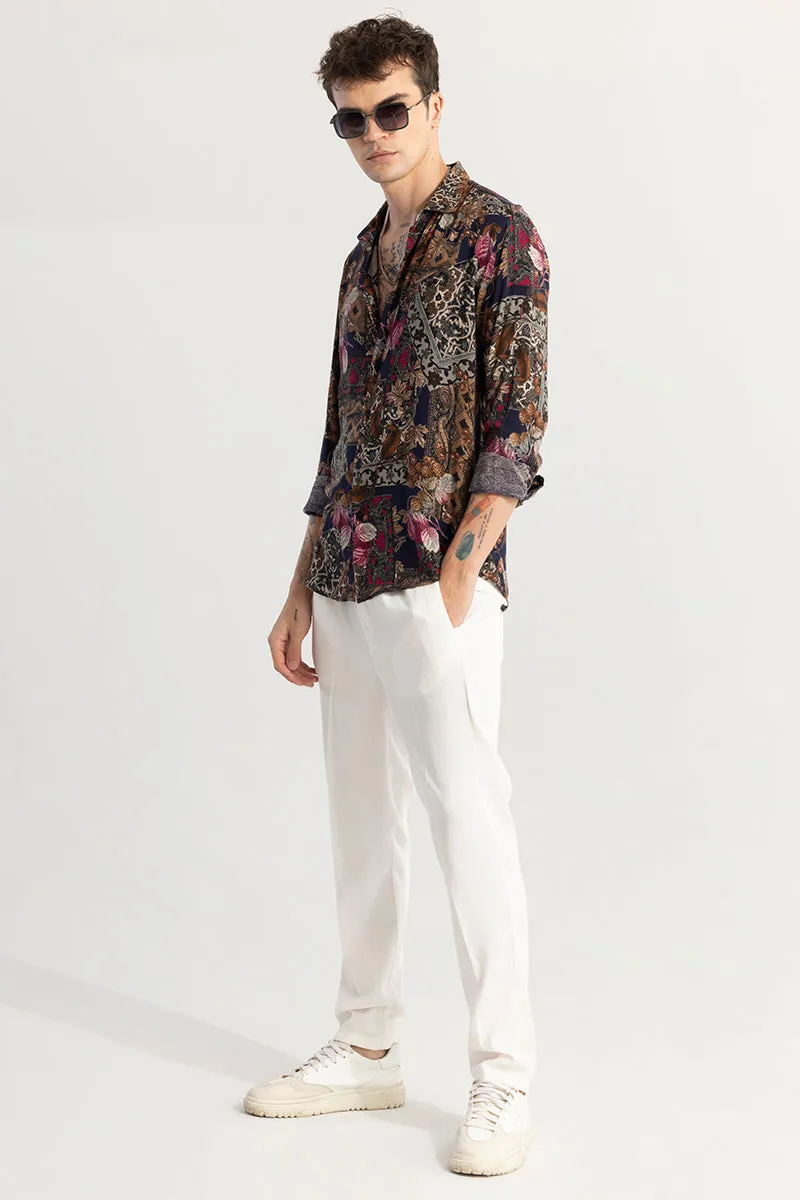 Floral Artistry Brown Shirt