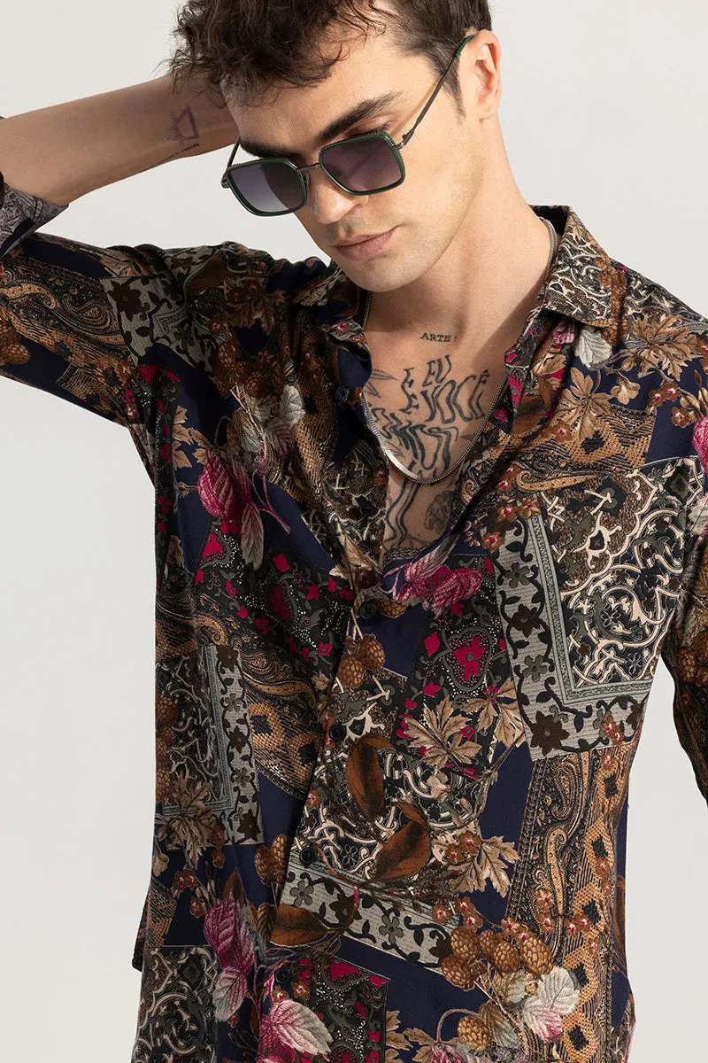 Floral Artistry Brown Shirt