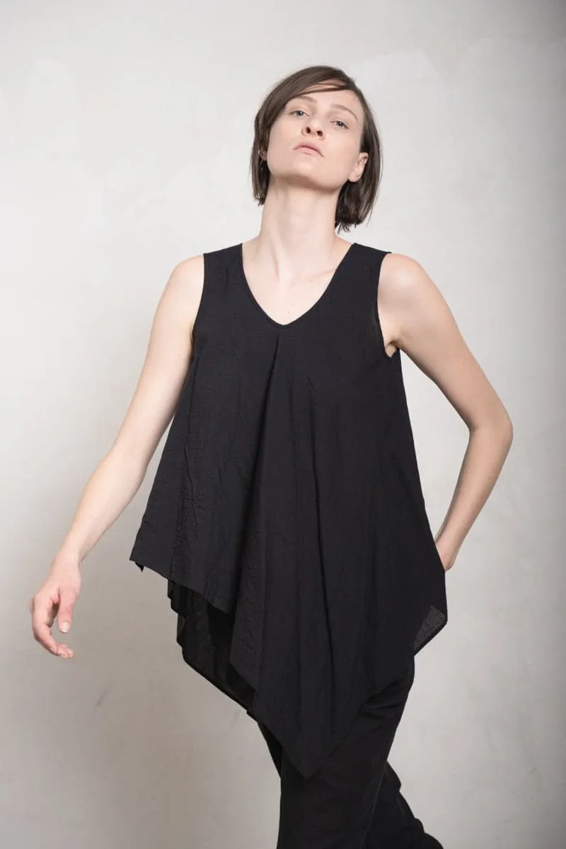 Forme d'Expression | DS045 Kerchief Tank Top | Schwarzes Damen Tank Top aus Baumwolle