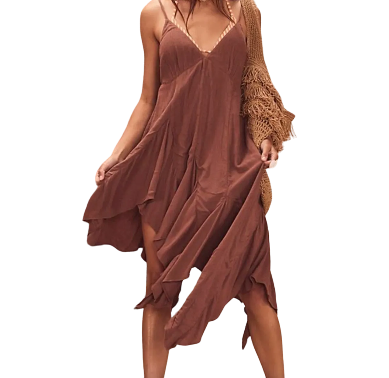 Free People Brown Tumi Tunic Dress UK L