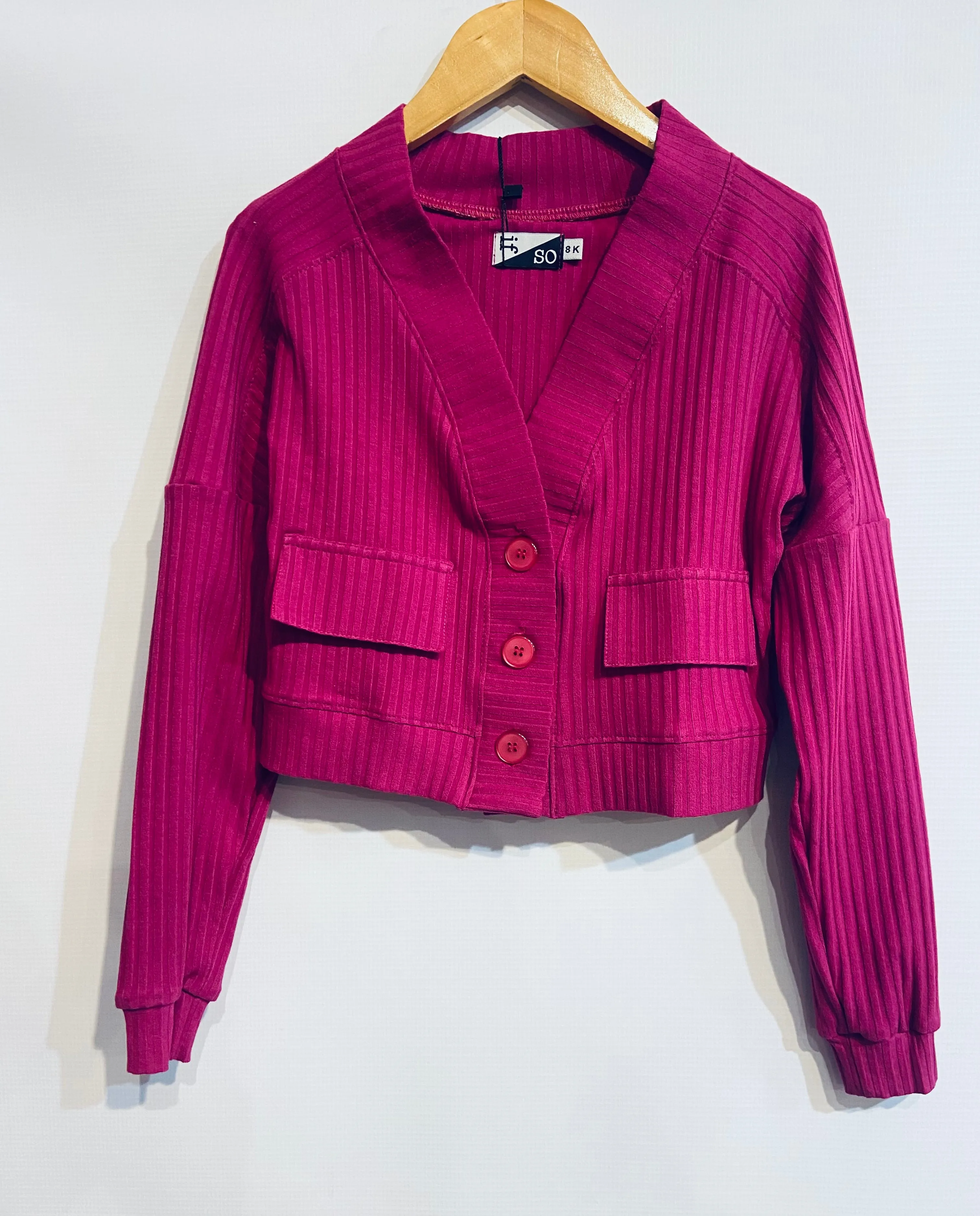 Fuschia Rib Cardigan