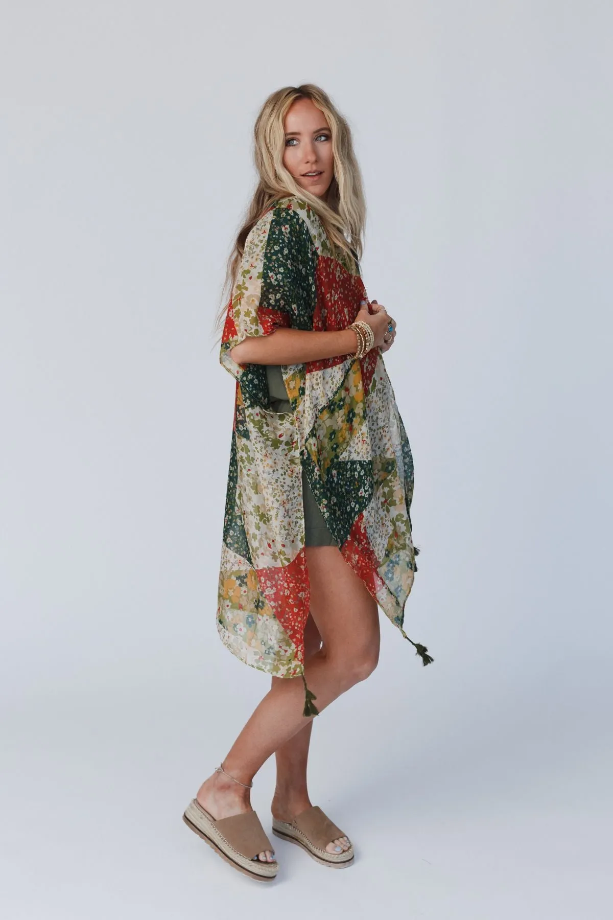 Garden Fairy Floral Kimono - Olive