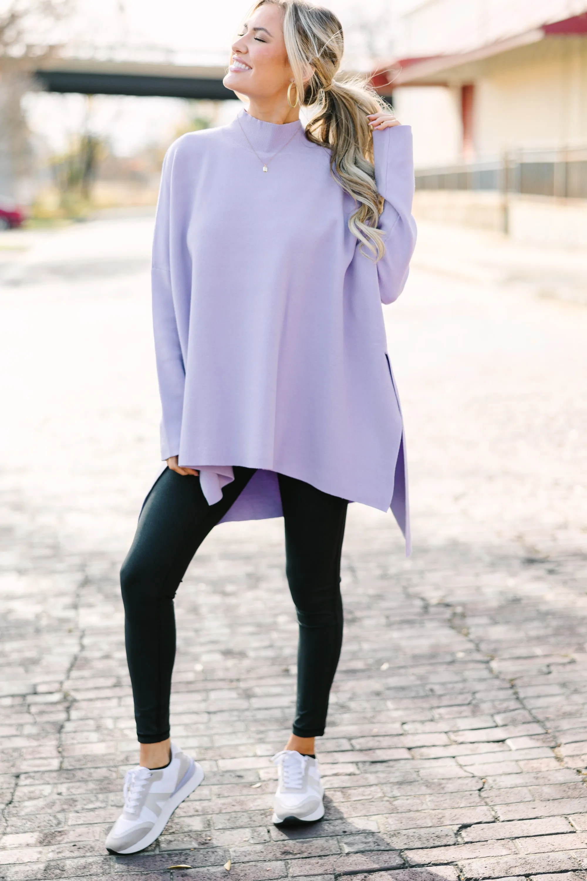 Going With You Lavender Purple Mock Neck Sweater