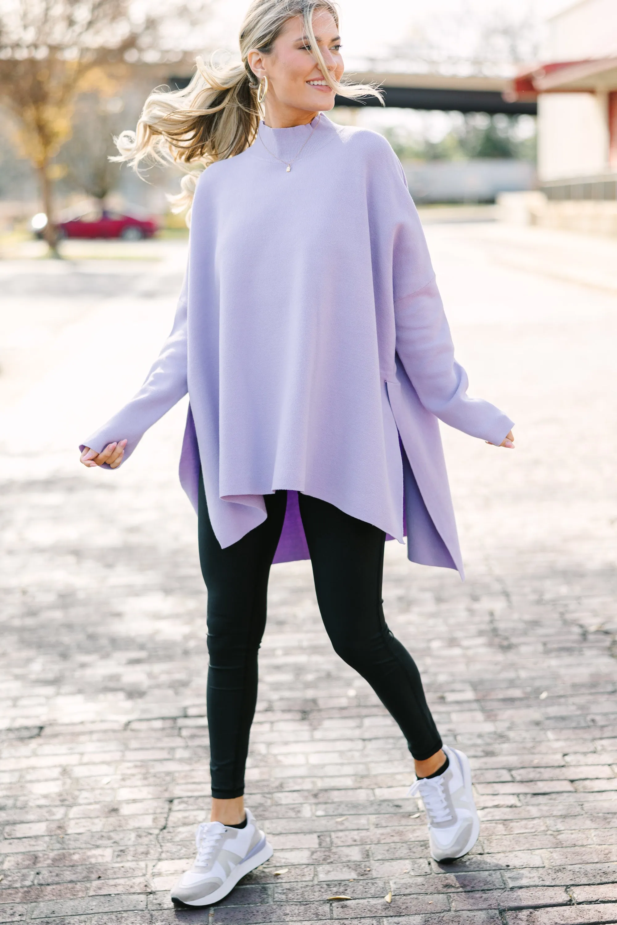 Going With You Lavender Purple Mock Neck Sweater