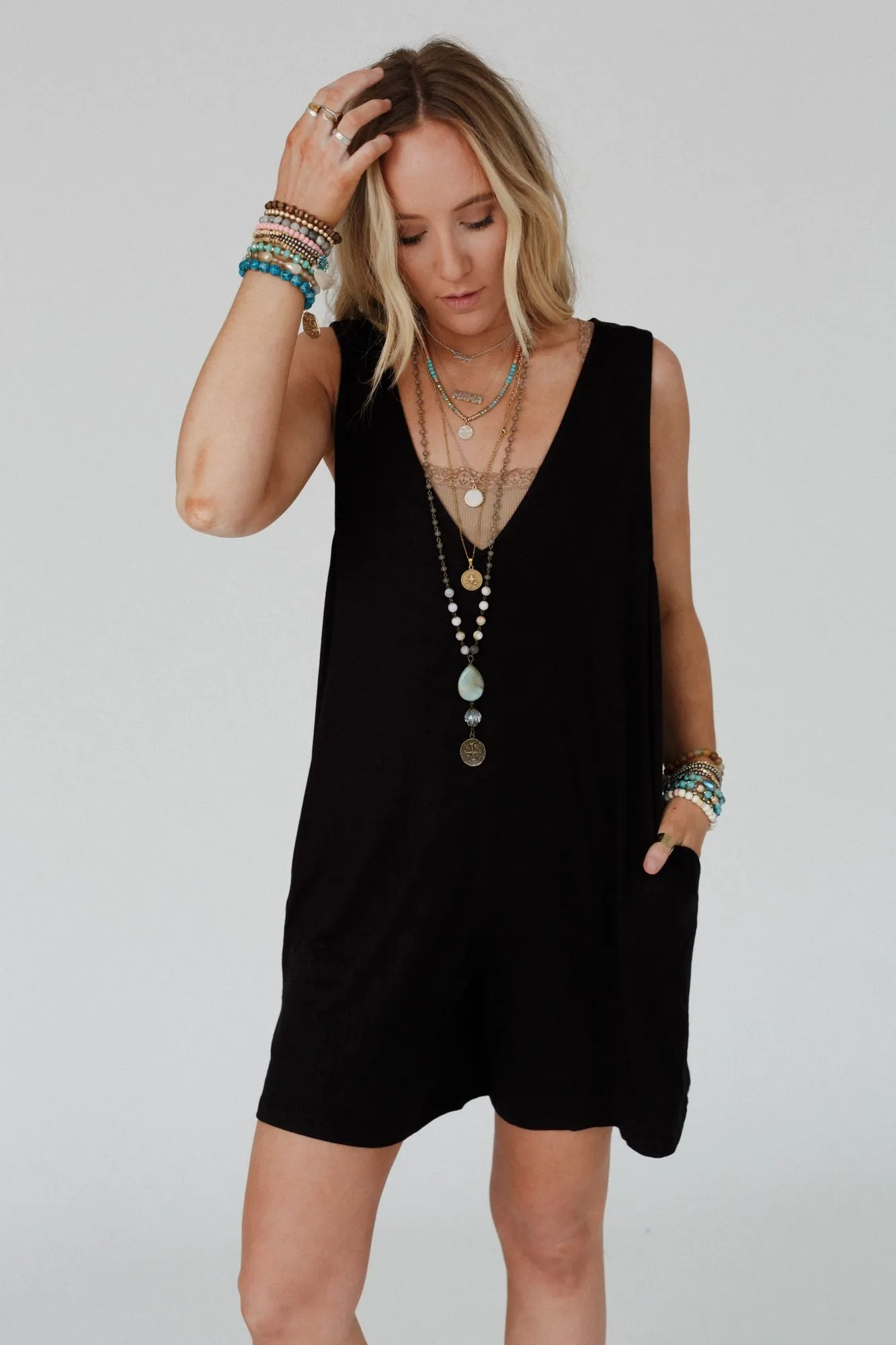 Good Things Wide Leg Romper - Black