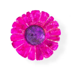 Handmade Silver Purple Fuchsia Daisy Flower Ring