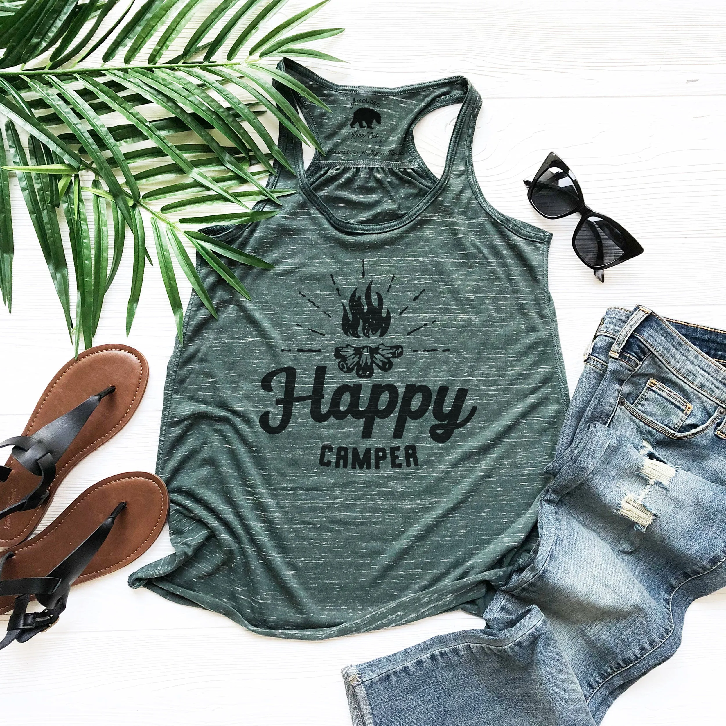 Happy Camper flowy racerback tank tops