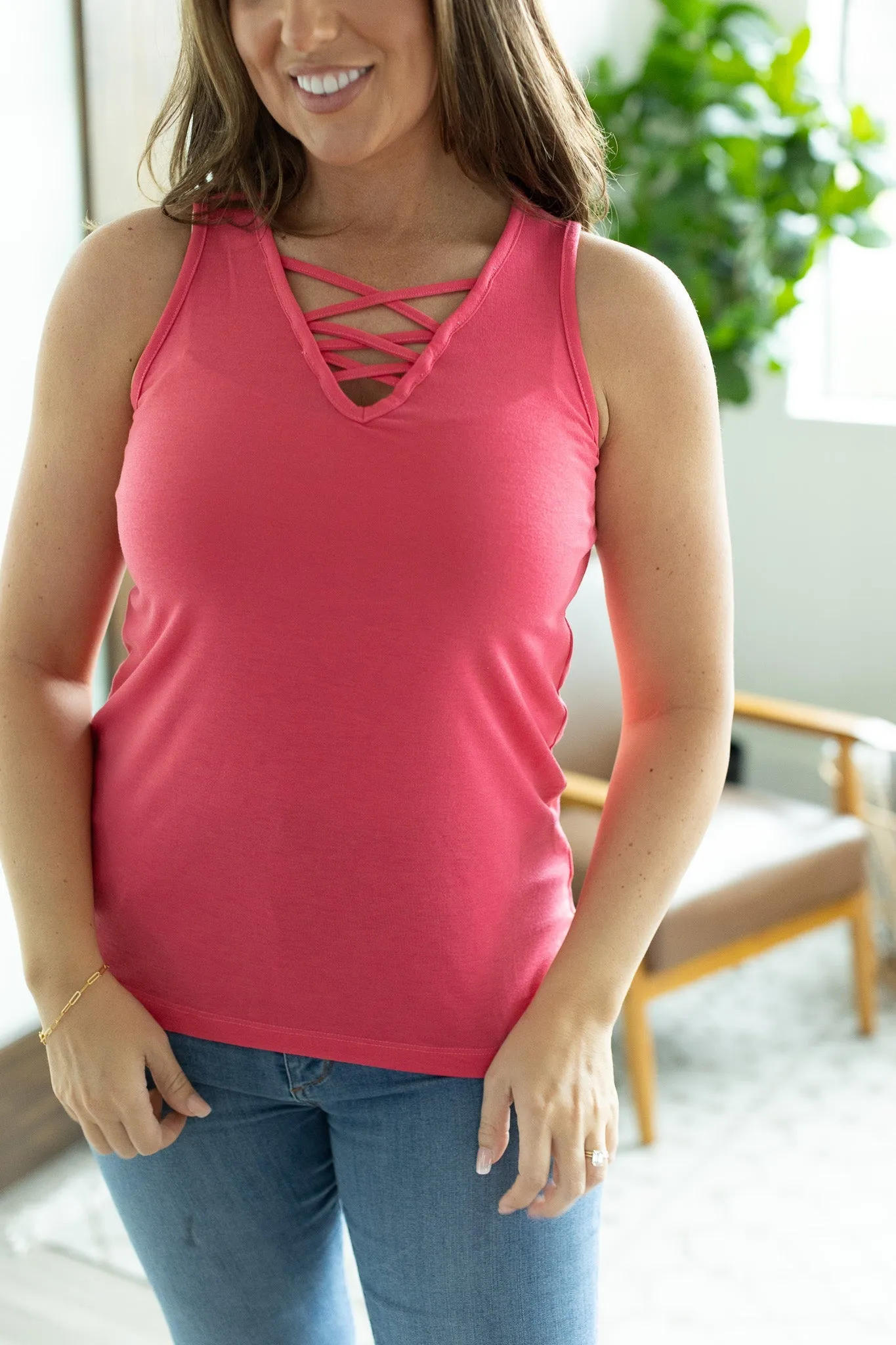 IN STOCK Criss Cross Tank - Pink