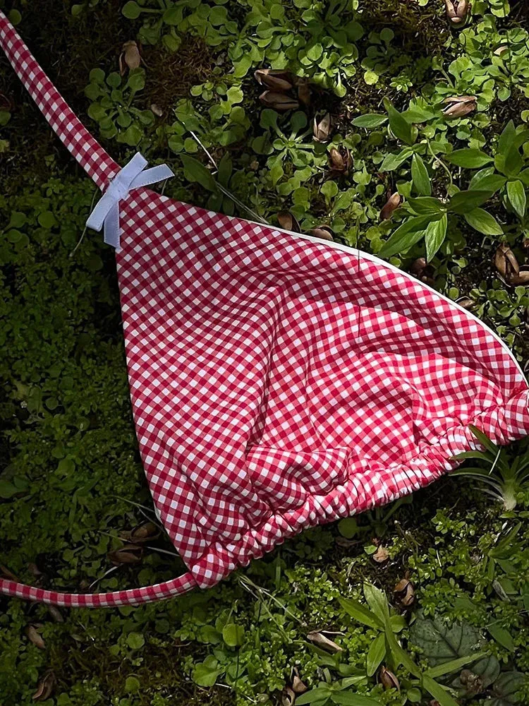 Isabella Triangel-Bikini mit Gingham-Schleife