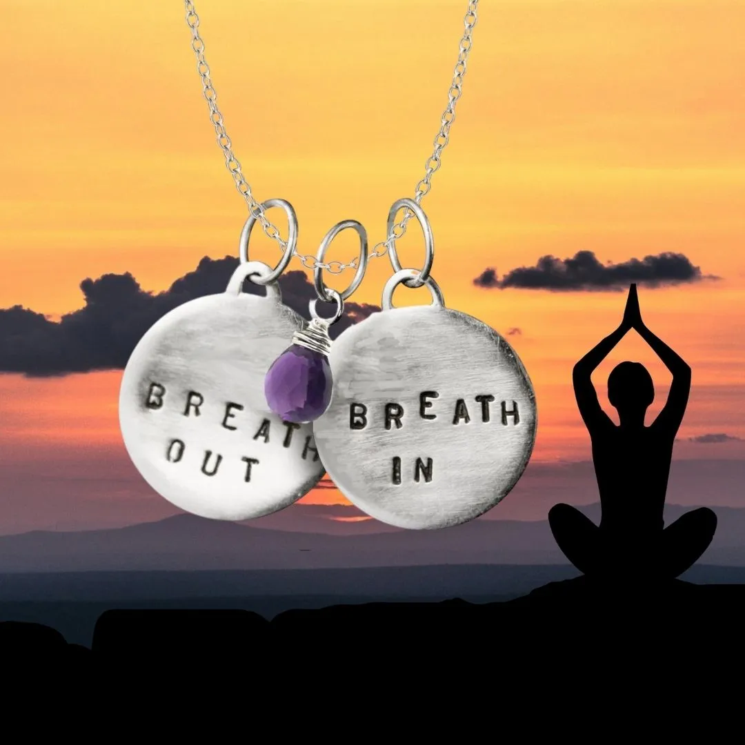 Jewelry for Stress: Breath In - Breath Out Necklace with Amethyst for Calming Emotions