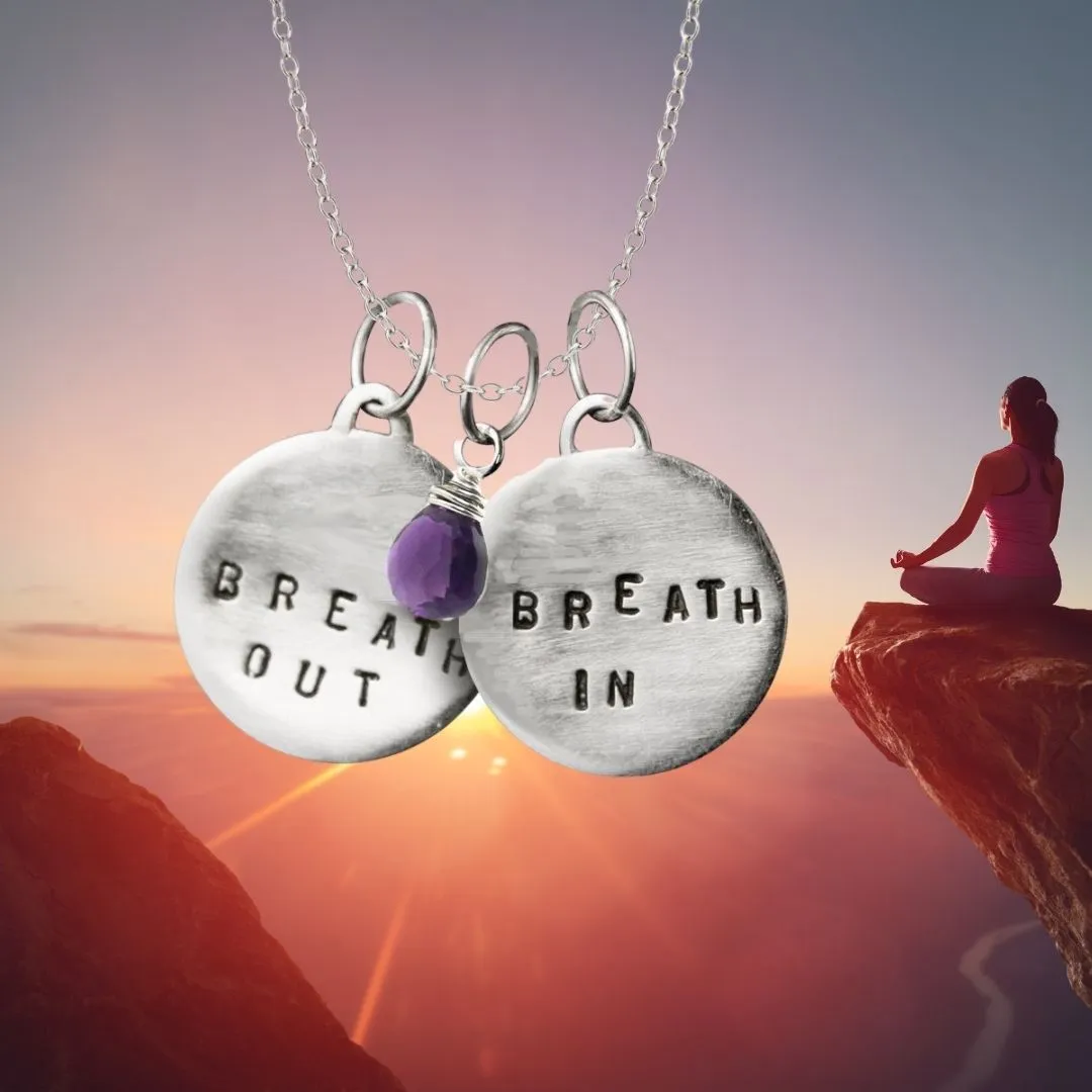 Jewelry for Stress: Breath In - Breath Out Necklace with Amethyst for Calming Emotions