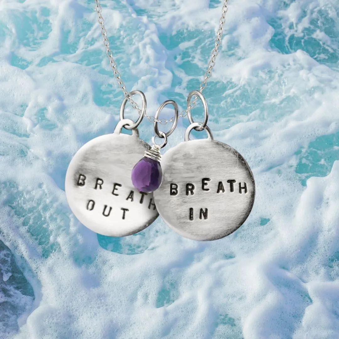 Jewelry for Stress: Breath In - Breath Out Necklace with Amethyst for Calming Emotions