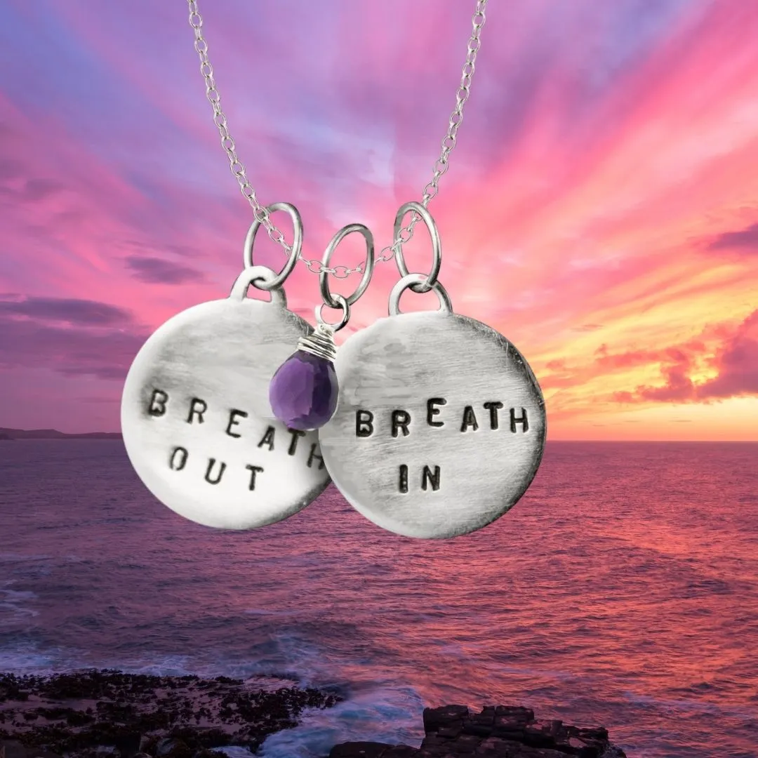 Jewelry for Stress: Breath In - Breath Out Necklace with Amethyst for Calming Emotions