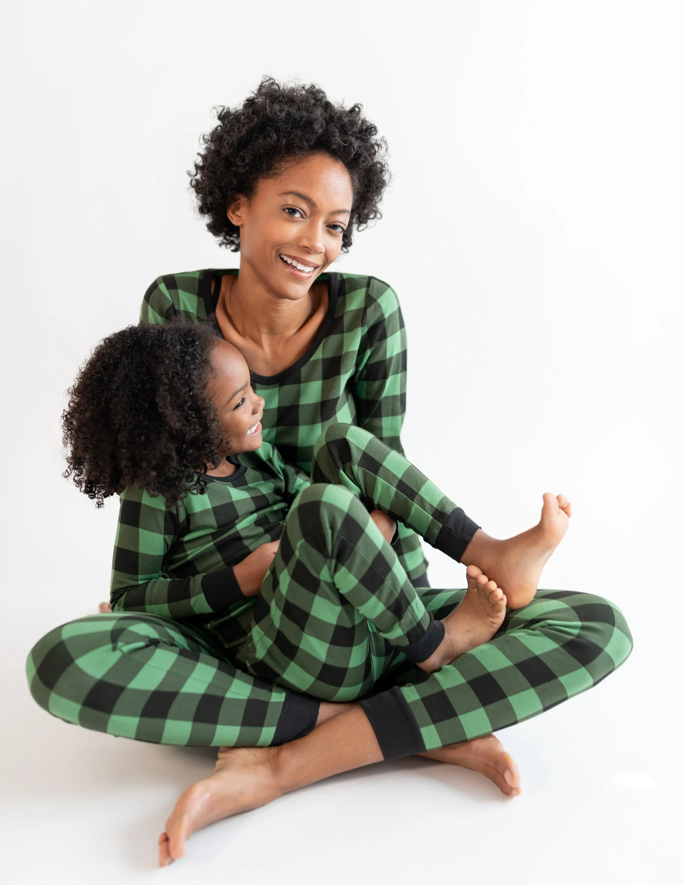 Kids Black & Green Plaid Cotton Pajamas