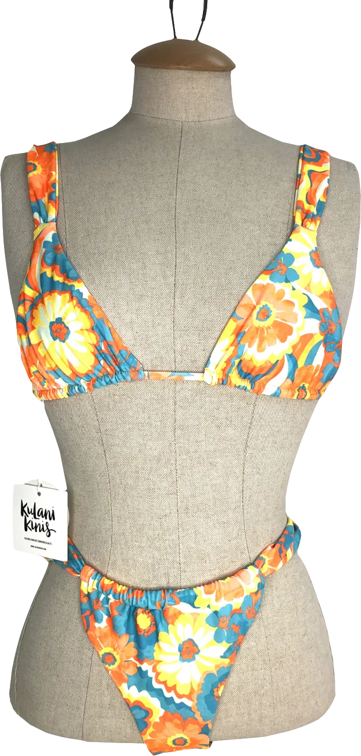 Kulani Kinis Multicoloured Miami Moon Slide Bralette & Ruched Thong Bikini UK S