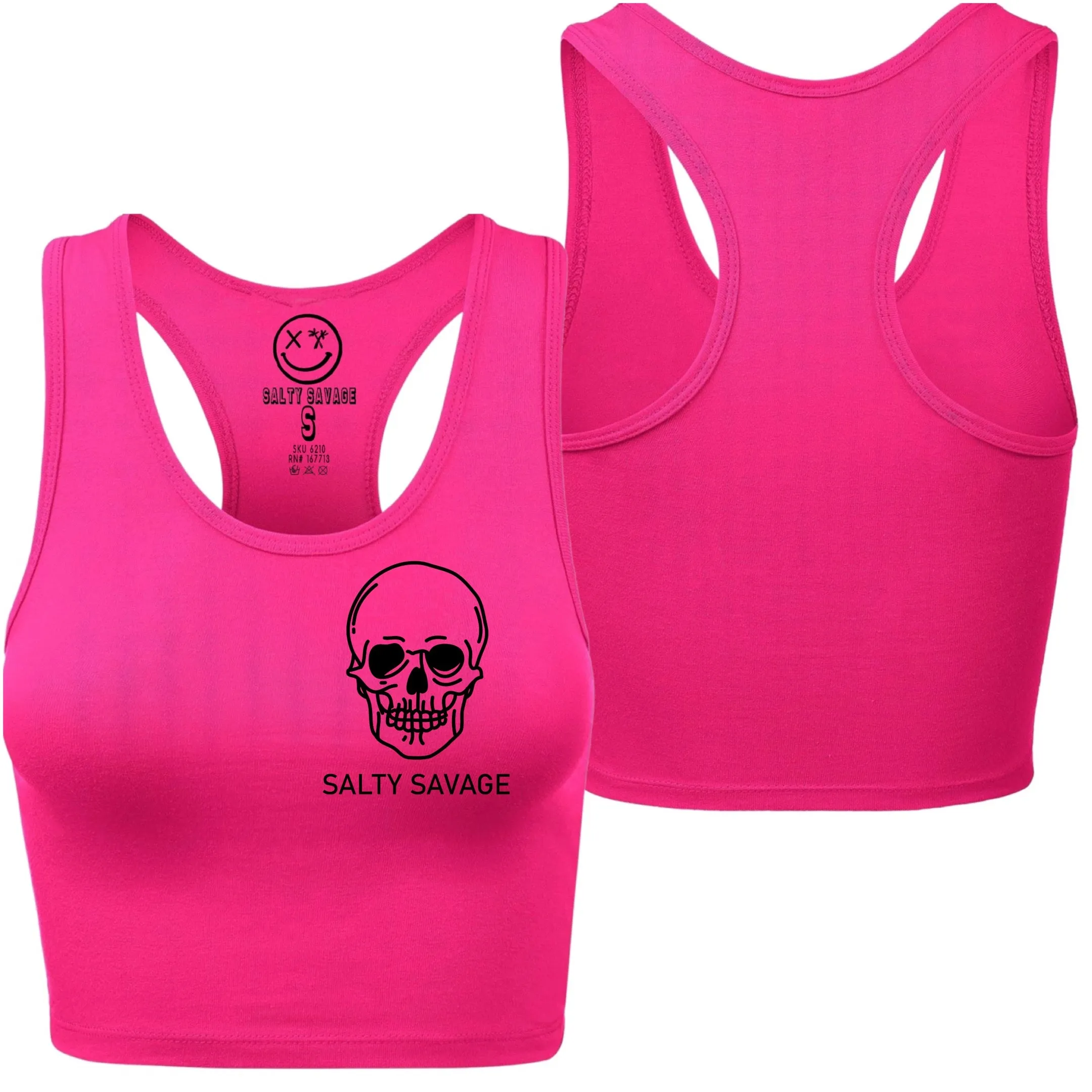 Ladies "Basic Skull" Racerback Crop Tank