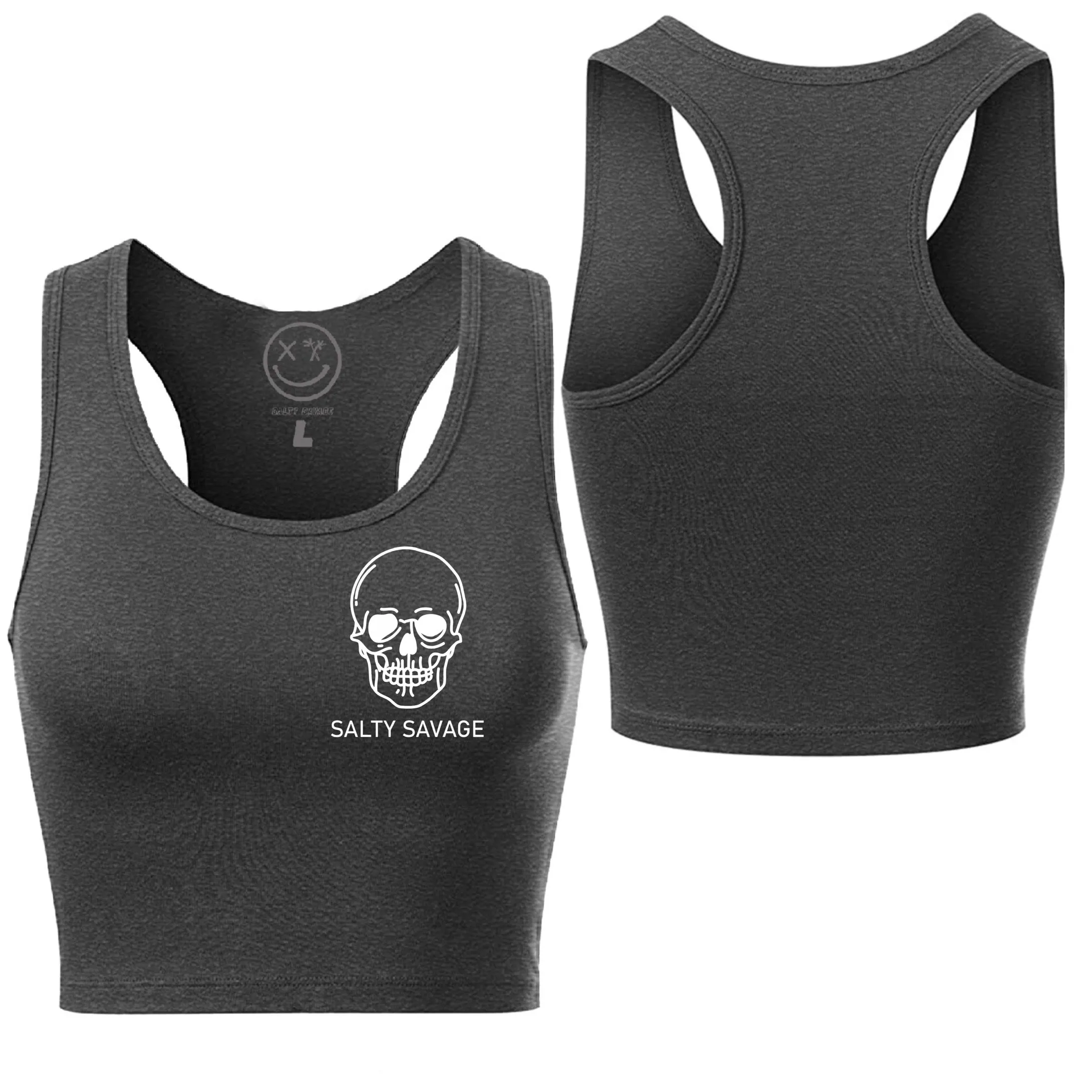 Ladies "Basic Skull" Racerback Crop Tank