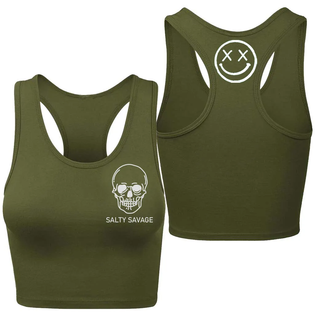 Ladies "Basic Skull" Racerback Crop Tank