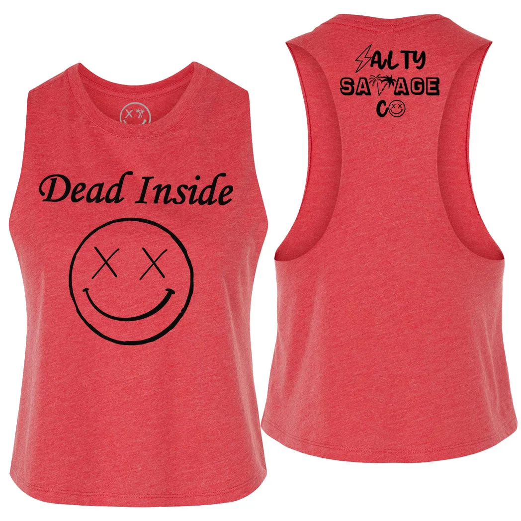 Ladies "Dead Inside" Flowy Racerback Crop Tank