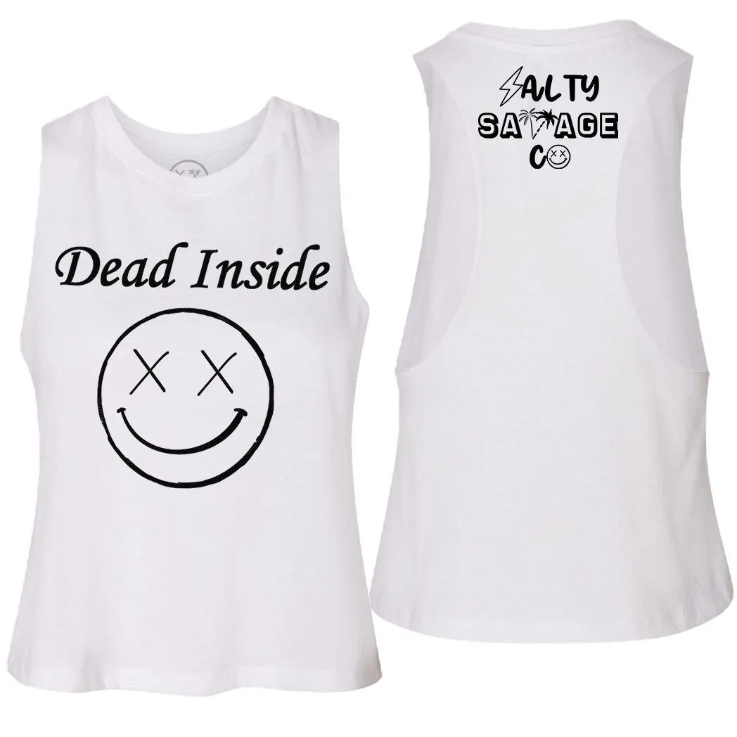 Ladies "Dead Inside" Flowy Racerback Crop Tank