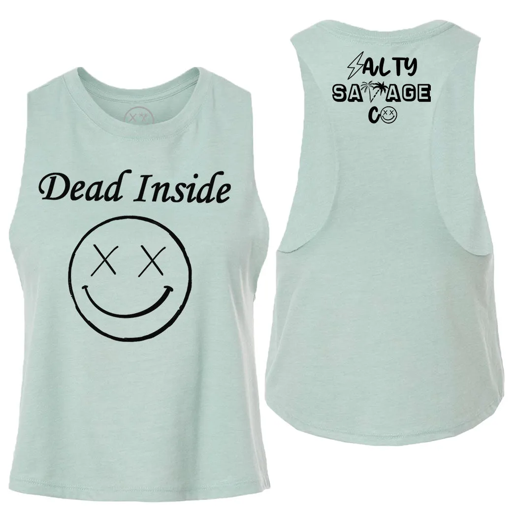 Ladies "Dead Inside" Flowy Racerback Crop Tank