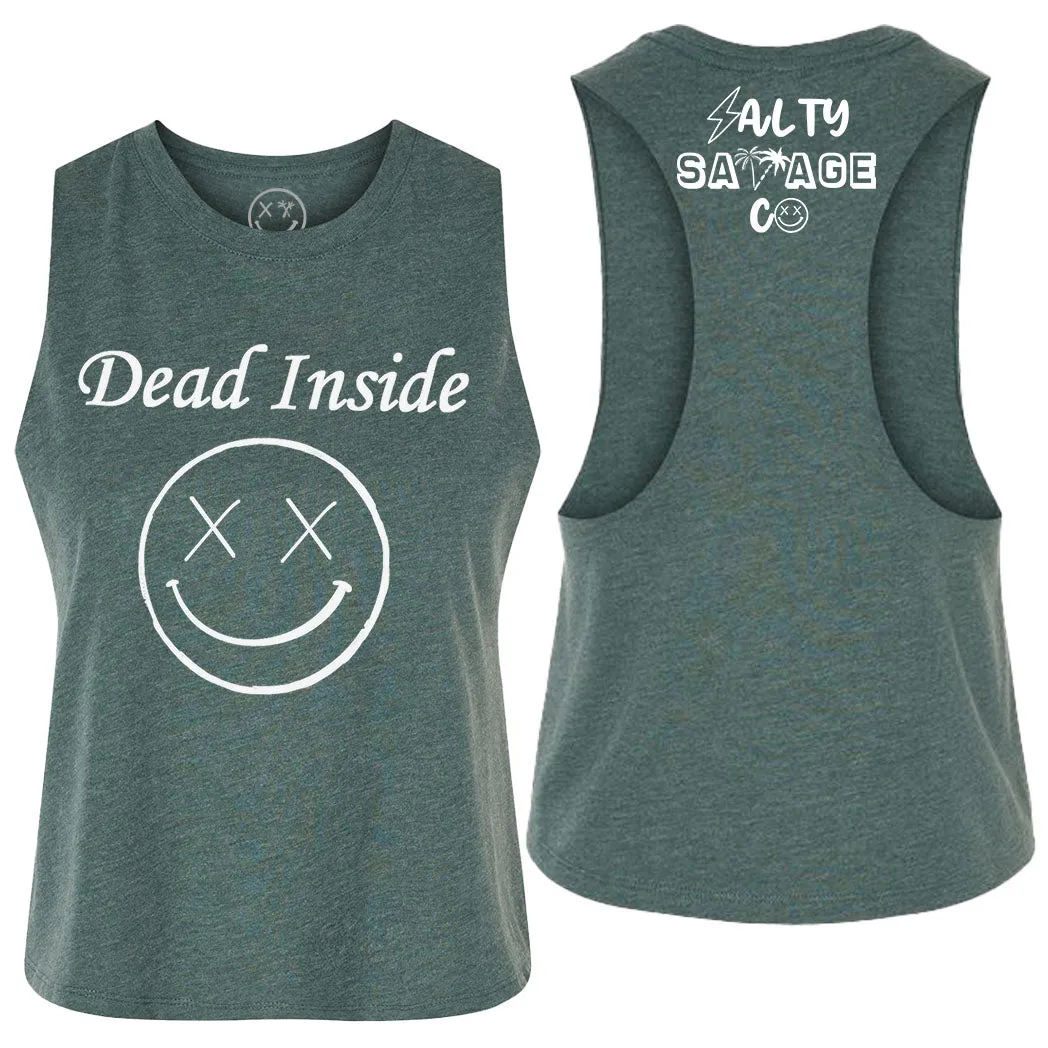 Ladies "Dead Inside" Flowy Racerback Crop Tank