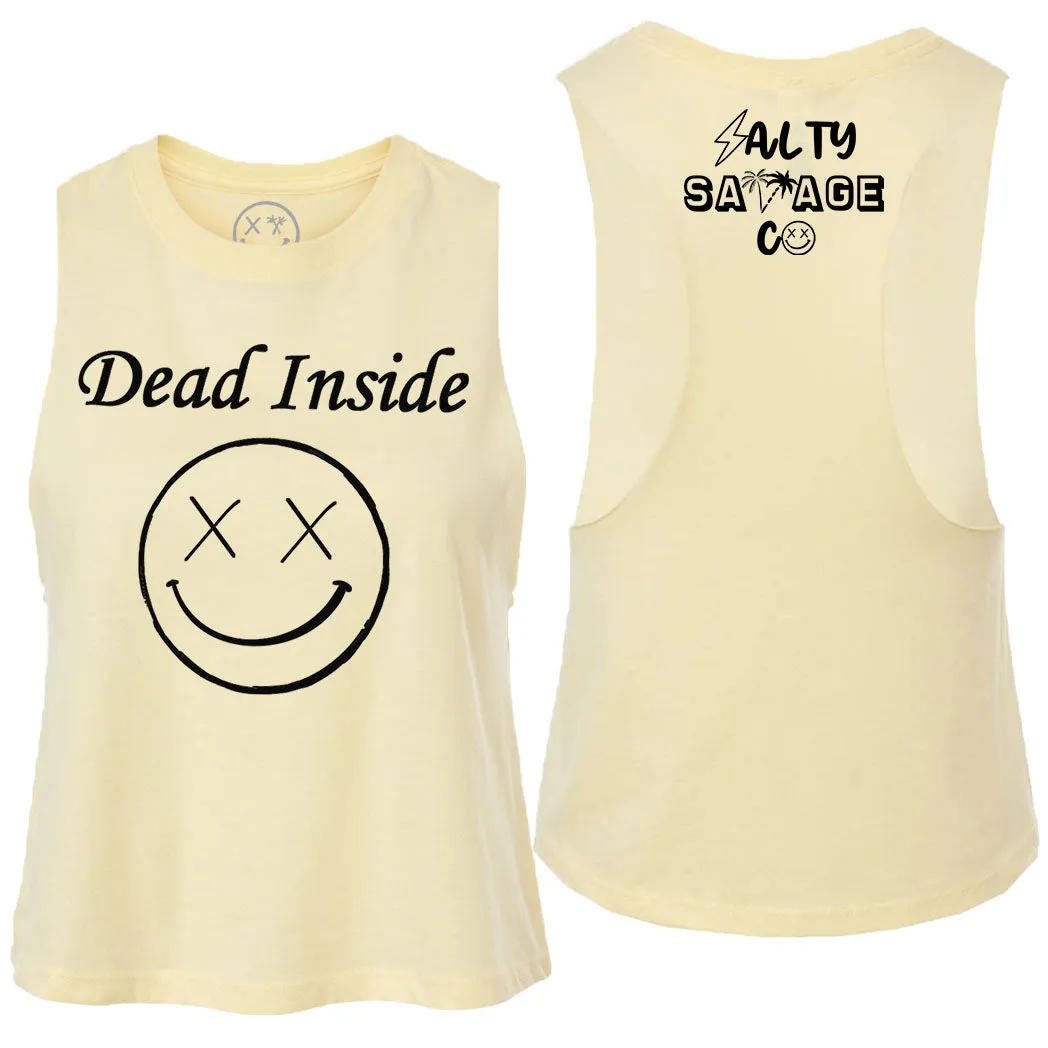 Ladies "Dead Inside" Flowy Racerback Crop Tank