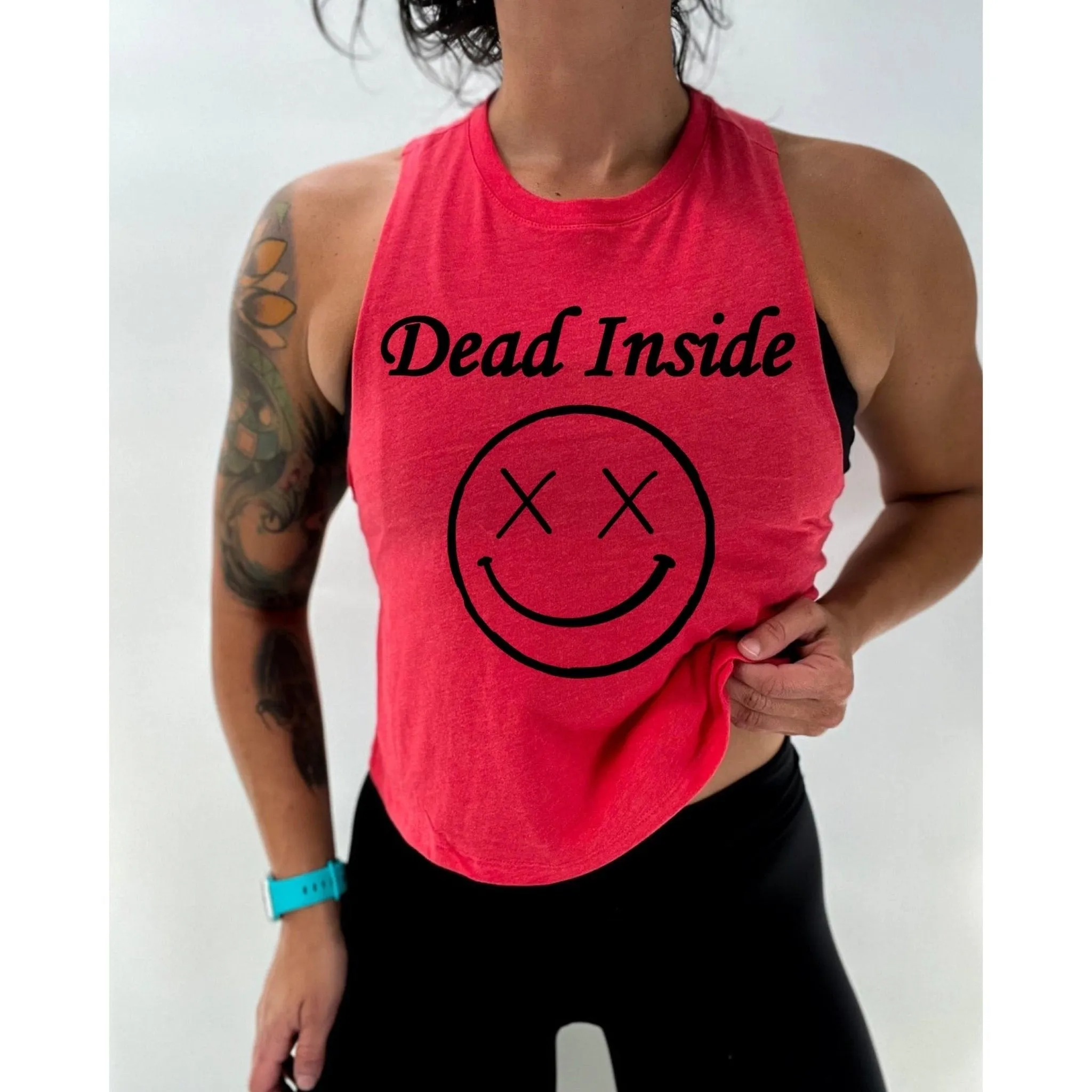 Ladies "Dead Inside" Flowy Racerback Crop Tank