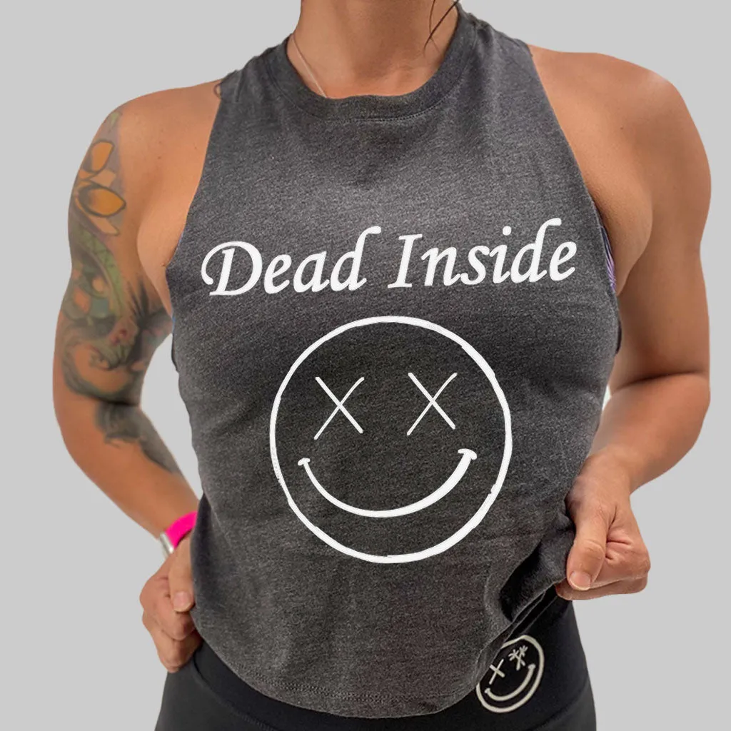 Ladies "Dead Inside" Flowy Racerback Crop Tank