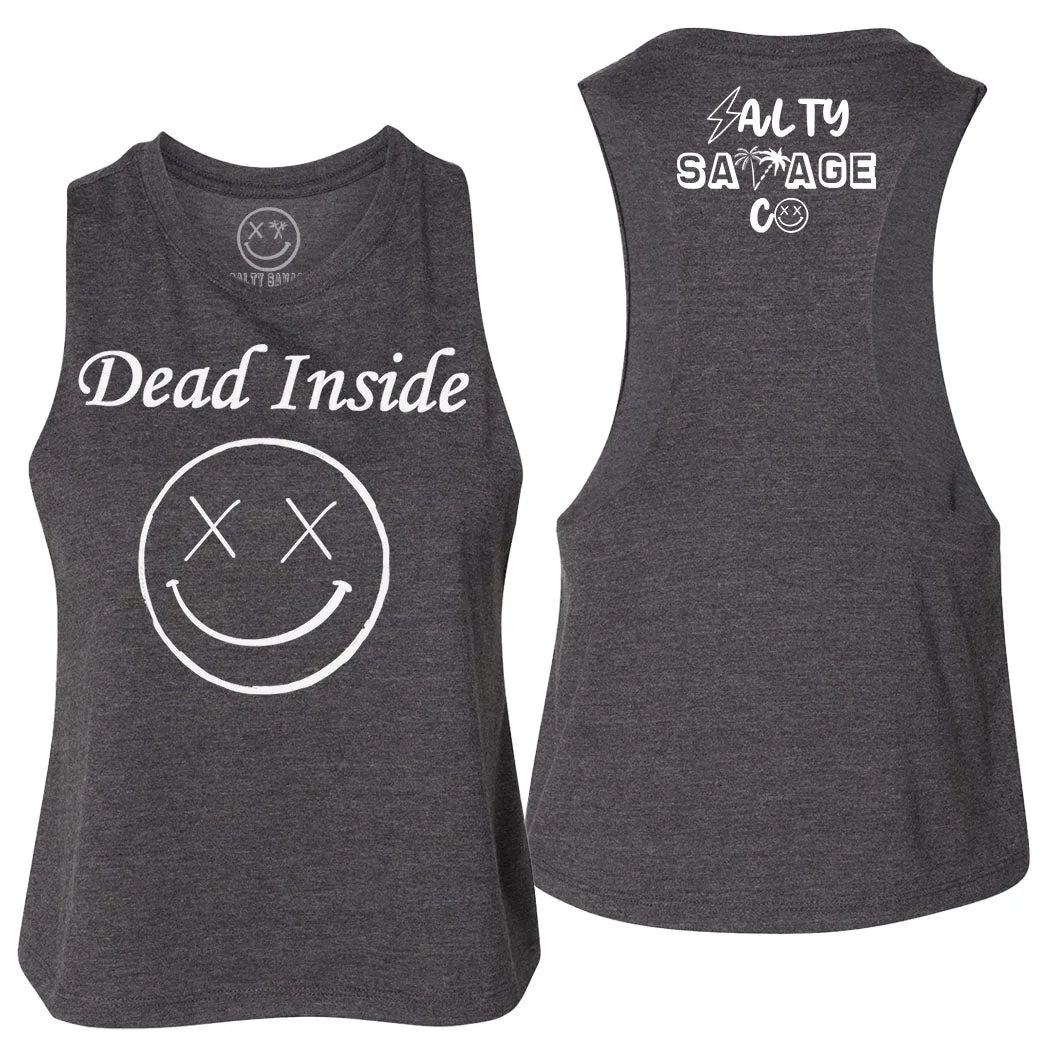 Ladies "Dead Inside" Flowy Racerback Crop Tank