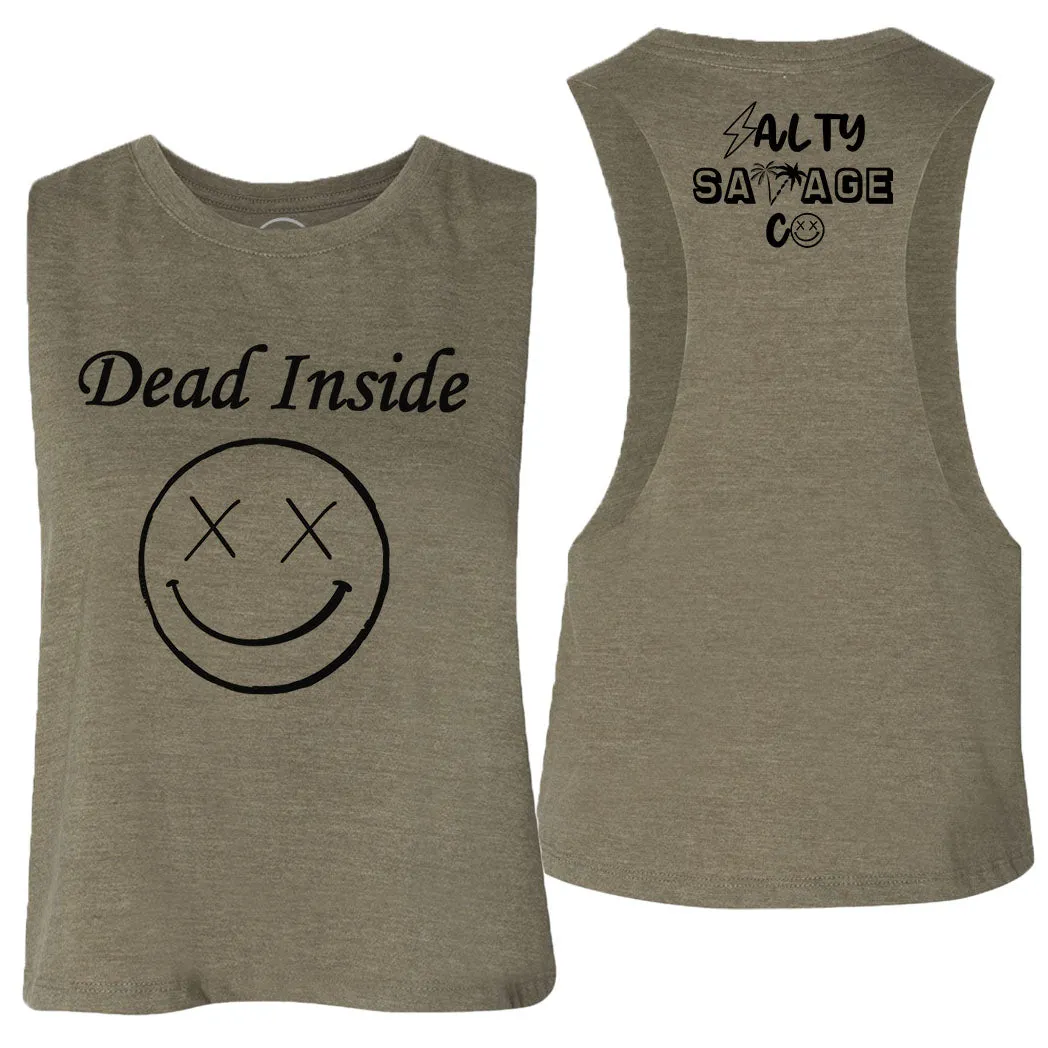 Ladies "Dead Inside" Flowy Racerback Crop Tank