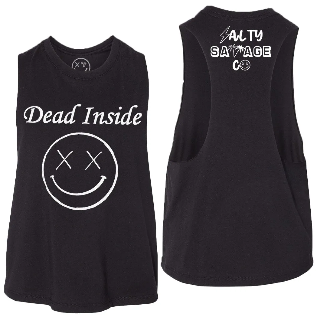 Ladies "Dead Inside" Flowy Racerback Crop Tank