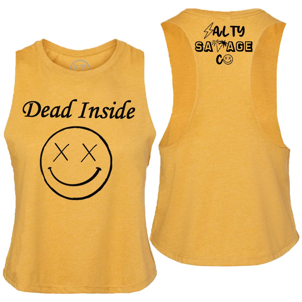 Ladies "Dead Inside" Flowy Racerback Crop Tank