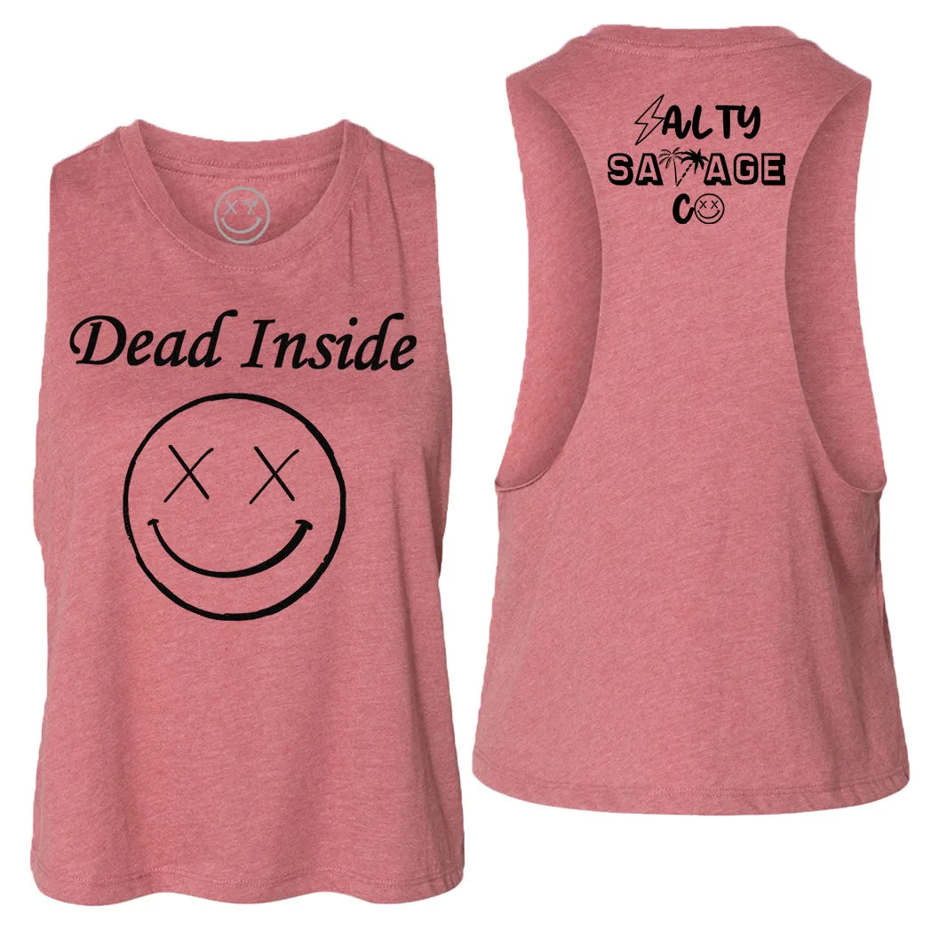 Ladies "Dead Inside" Flowy Racerback Crop Tank