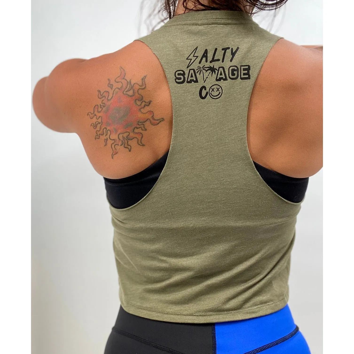 Ladies "Dead Inside" Flowy Racerback Crop Tank