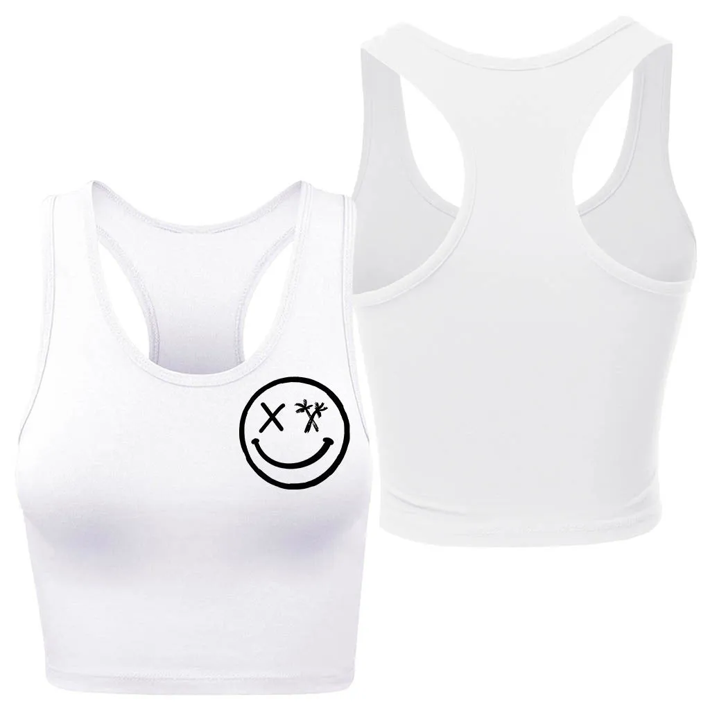 Ladies "Spliced Smile" Racerback Crop Tank | Basic