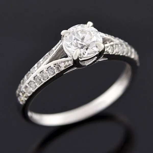 Late Art Deco 14kt Diamond Engagement Ring 0.54ct