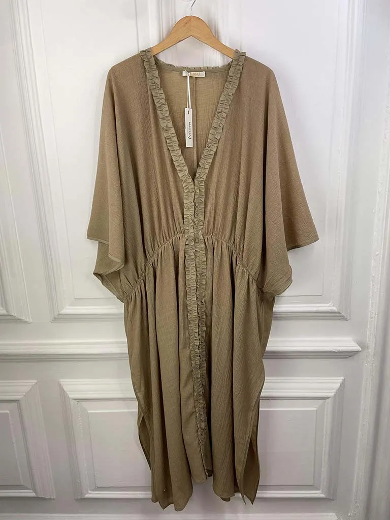 Malissa J Split Side Kaftan Dress - Taupe