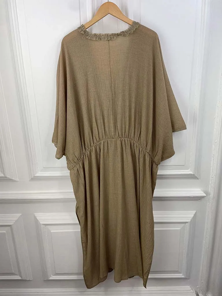 Malissa J Split Side Kaftan Dress - Taupe