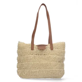 MEGAN BEIGE - Bolso de rafia