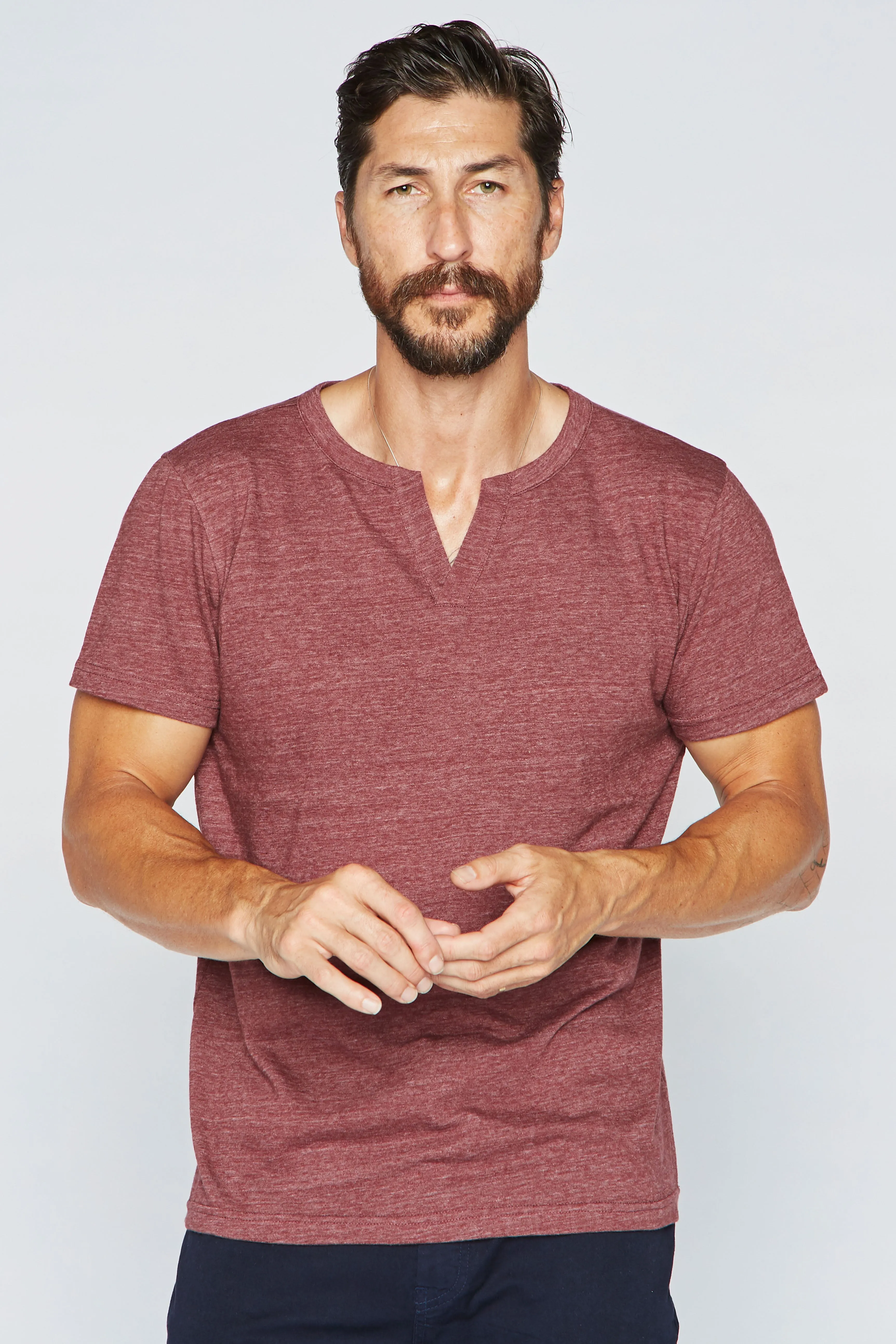 Men's Tri-Blend Cross V-Neck Tee