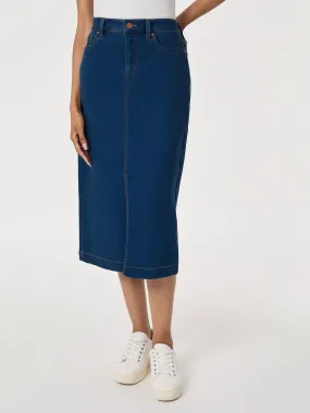 Midi Denim Front Slit Skirt, Phoenix Wash