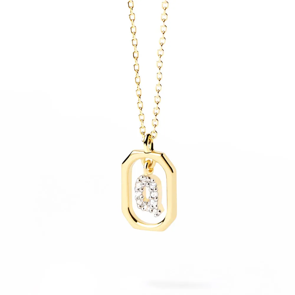 Moissanite Initial Q Dangle Pendant Necklace