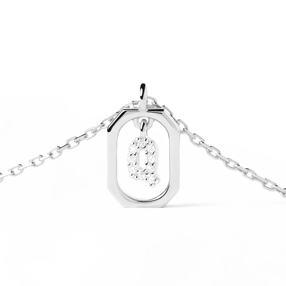 Moissanite Initial Q Dangle Pendant Necklace