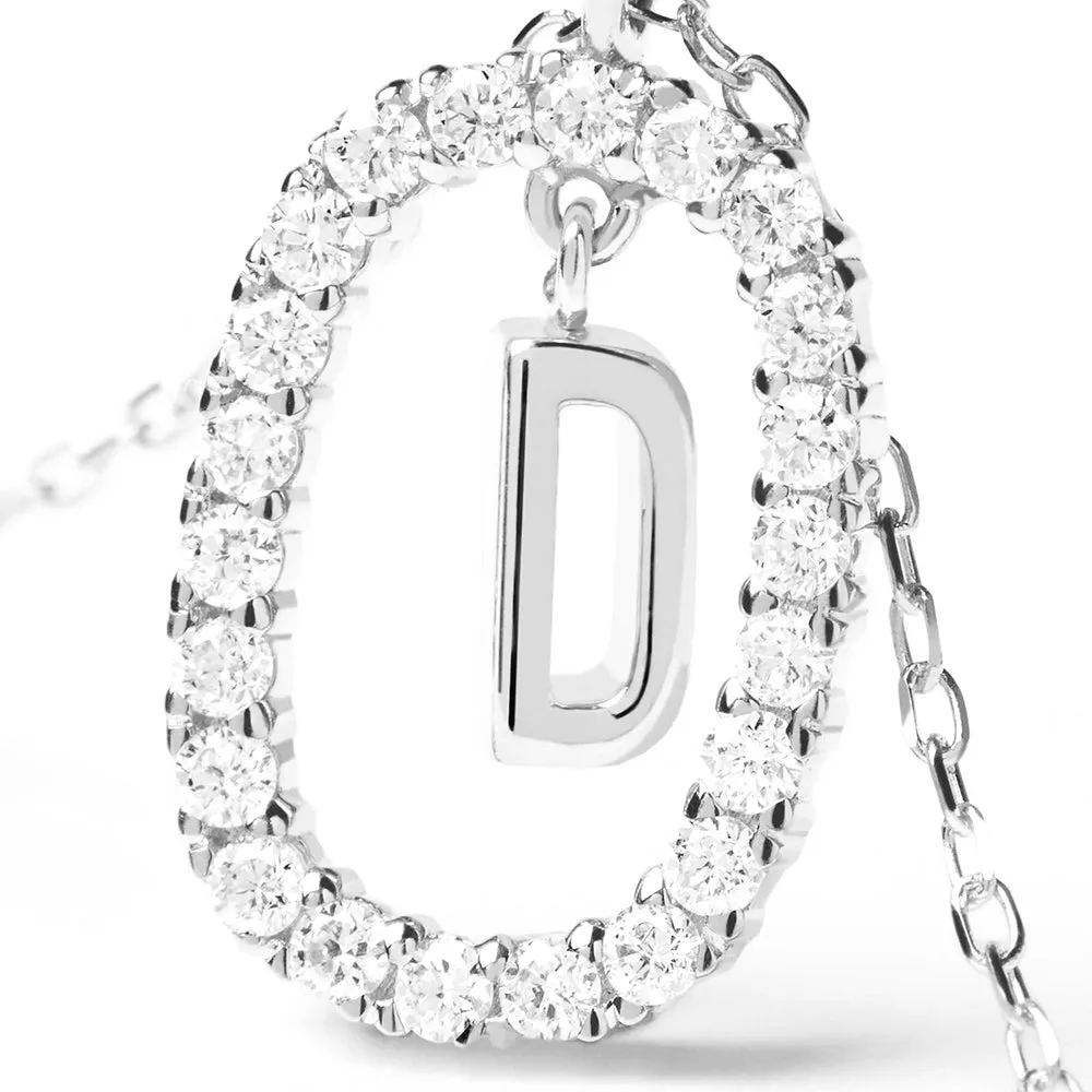 Moissanite Letter D Dangle Pendant Necklace