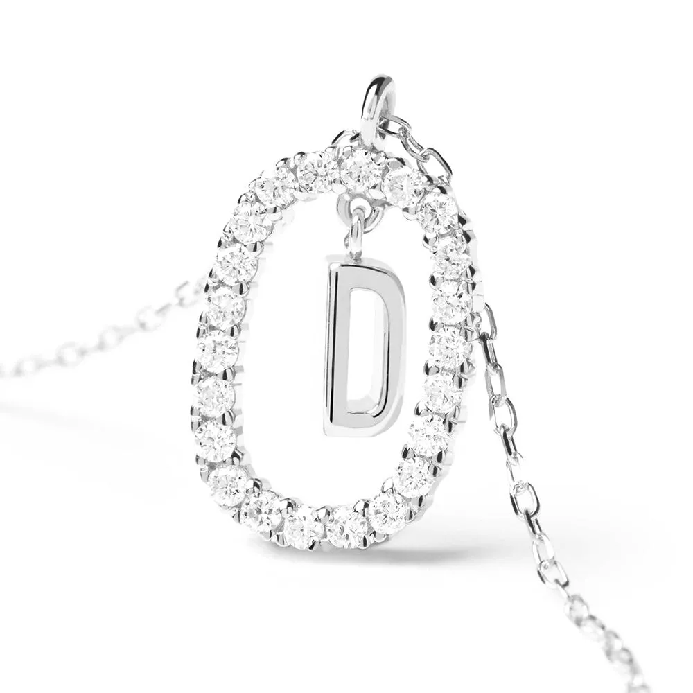 Moissanite Letter D Dangle Pendant Necklace